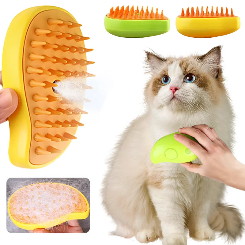 Escova a Vapor Pet 3 em 1 Massagem, Banho e Remoção de Pelos